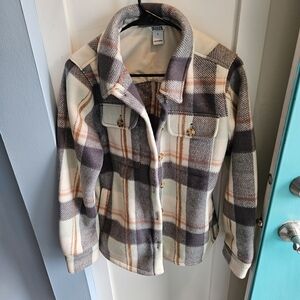 Duluth Trading Co Plaid Button Down Shirt in Cream and Gray